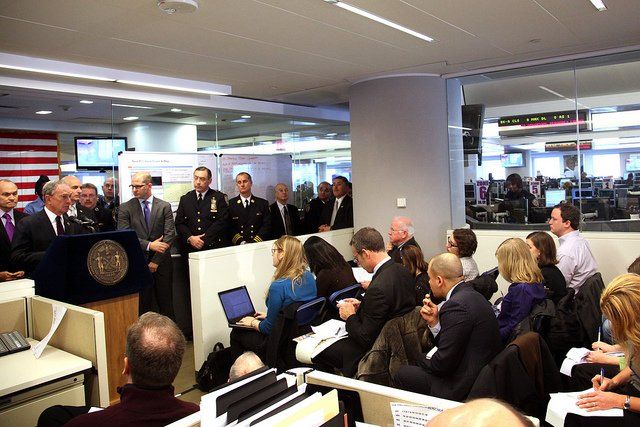 Bloomberg at one of the new, very delayed, 911 call centers in January